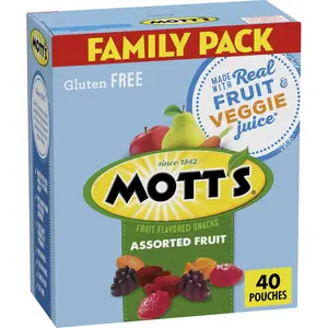 Assorted Fruit Snacks Family Pack – 40 Count Gluten Free Gummies, Made with Fruit & Veggie Juice, Vitamin C Snack, Gelatin Free, 32 oz Bulk Lunchbox Treats