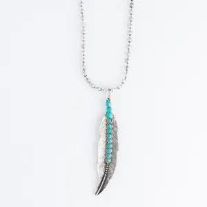 Torry Genuine Turquoise Feather 18" Pendant Necklace
