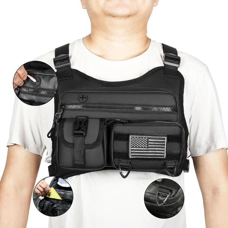 Motorcycle Sport Chest Bag - Lightweight Multi-Pocket Vest for Motorcycle Riders, Running