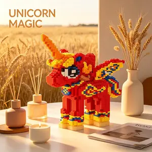 Unicorn 3D Puzzle Block Decor, Perfect for Home Office Shelves, Party Decor, Ideal Gift for Holidays, Handmade Craft, Lightweight Statue