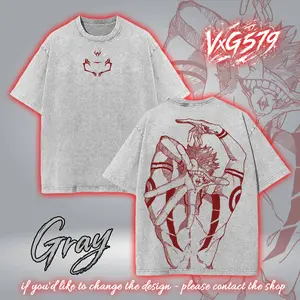 Ryomen Sukuna Pink JJk Jujutsu Kaisen Anime Manga 2 sided Washed T-shirt, Hoodie Cotton Unisex Tshirt 90s Menswear graphic tee