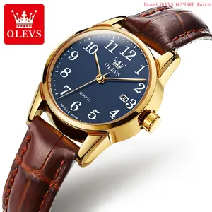 Brand OLEVS Watches for Women Analog Quartz Leather Strap Large Number Easy Read Date Waterproof Female Watch, Gifts for Women, Ladies Wristwatches 5566E