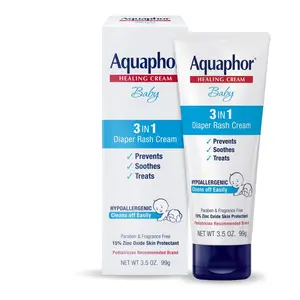 Aquaphor Baby Diaper Rash Cream 3-in-1 Relief Hypoallergenic with Zinc Oxide & Panthenol 3.5 Oz Tube Aquaphor Baby Diaper Rash Cream 3-in-1 Relief Hypoallergenic with Zinc Oxide & Panthenol 3.5 Oz Tube