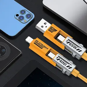 Four-In-One 65w Fast Charging USB Type-C to USB-C Durable Data Cable, Compatible with Apple iPhone 14/13 Pro Max, High-Speed Charging Transfer