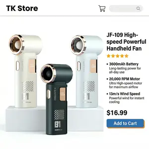 2026 New JF-109 Handheld Turbo Fan, 3600mAh Battery, 5 Speeds + LED Display, Powerful Cooling Airflow, USB Rechargeable for Travel/Work, Summer Must-Have! Portable Fan for Outdoor Activities.