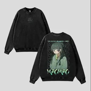 Mao Mao The Apothecary Diaries Tee – Graphic on Washed Hoodie Sweatshirt with Potion Icons & Mischievous Smile | For Mystery Manga Fans