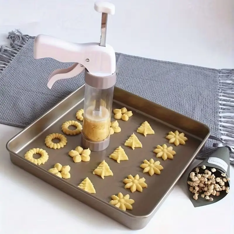 Manual Cookie Gun Set, Stainless Steel Nozzle, Cake Decorating Tool, Cream Piping Gun, Multi-Functional Baking Kit, Baking Tools for Cookies and Pastries, Utensils