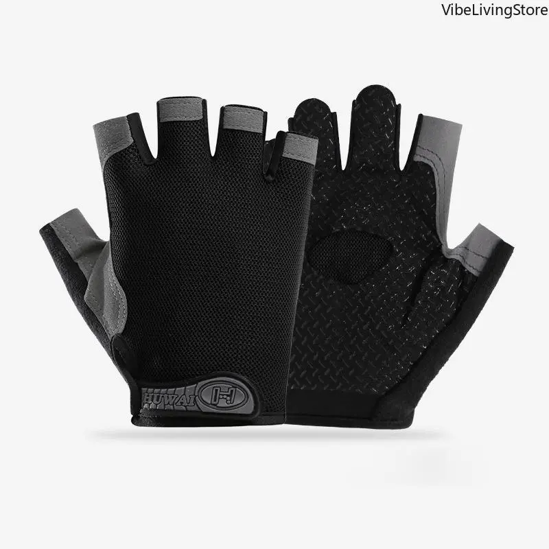 Men's Anti-Slip Gym Gloves with Wrist Support, Half-Finger Design in Breathable Fabric for Strength Training & Weightlifting, Strength Training Accessory, Fitness