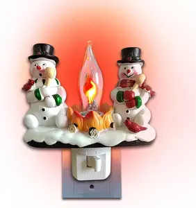 2026 Christmas Night Light Plug into Wall - Decorative Snowman Flickering Night Lights - Holiday Flameless Candle Nightlight Plug in - Christmas Gifts for Family and Friends