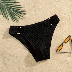 Men's Solid Ring Linked Swim Brief, Casual Comfy Breathable Swim Panty for Beach Holiday Vacation, Men's Swimwear for All Seasons