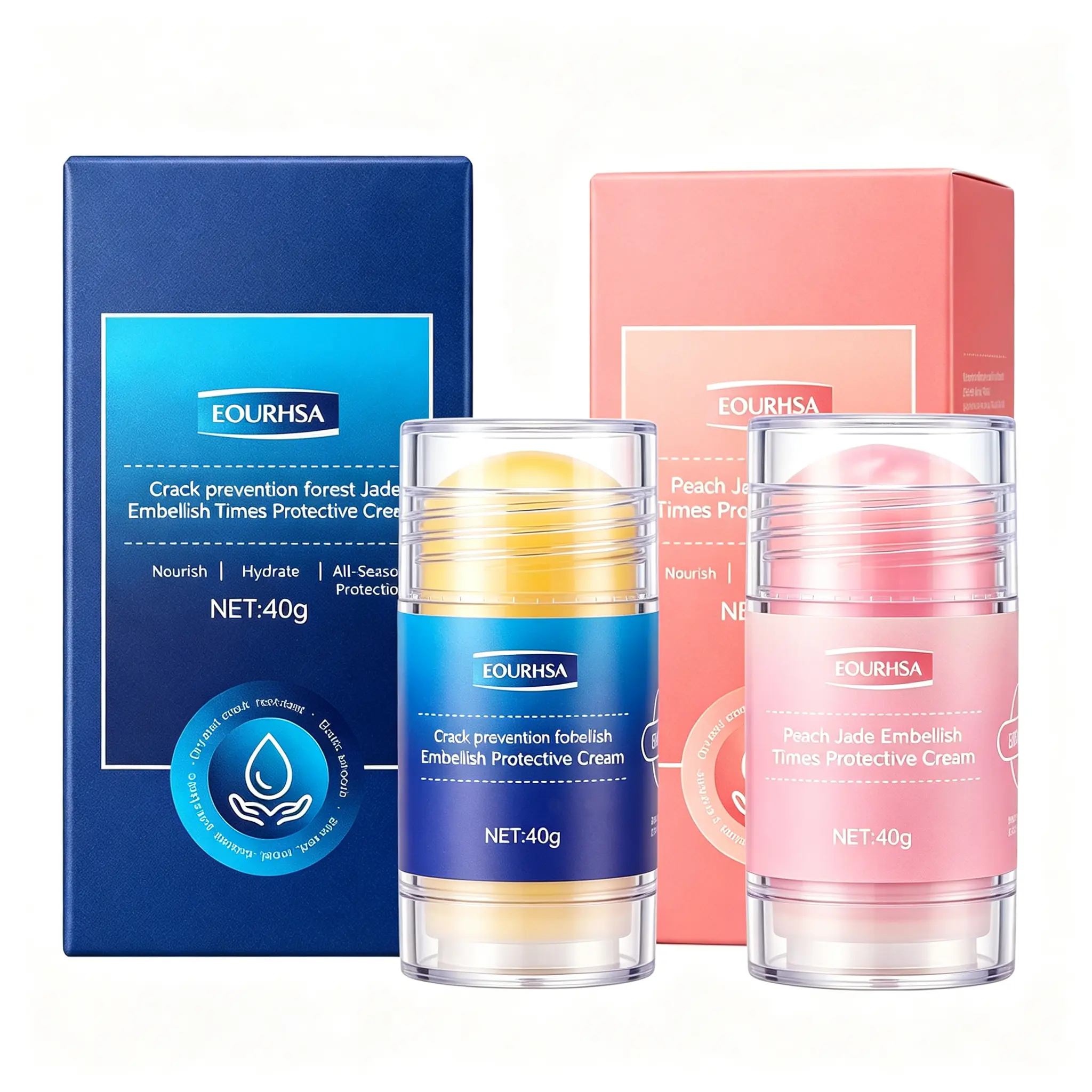Feet Cracking Prevention Stick,Anti-Cracking Foot & Hand Cream Moisturizer for Dry Cracked Heel Feet, Knee, Elbow, Foot Balm Stick for Callus Remover & Dead Skin Softener (Pink/Blue)