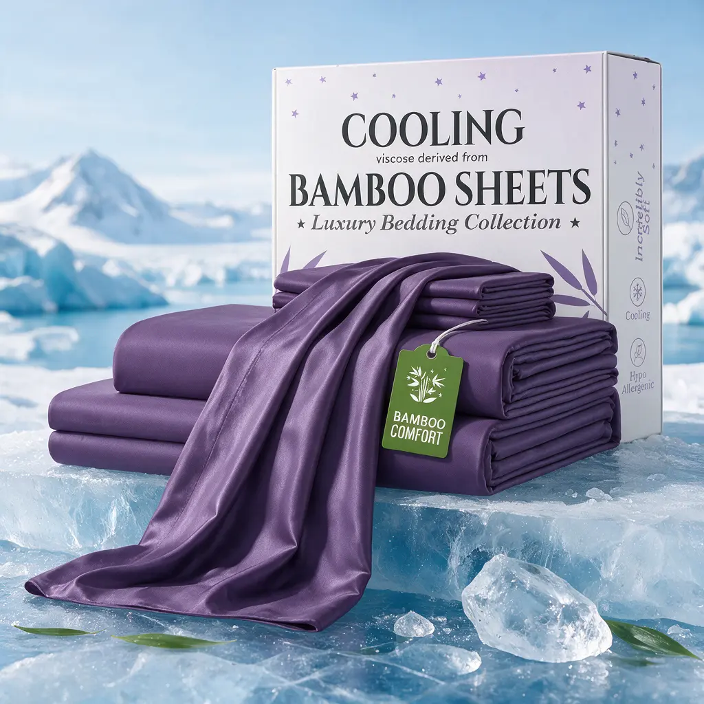 MUXHOMO Extra Deep Pocket Bamboo Blend Sheets - 6-Pc Plain Weave Breathable Cooling Hotel Luxury Bedding Set, Soft Wrinkle-Free Fitted Sheet & Pillowcases for Hot Sleepers, Full/Queen/King Sizes, Back to School