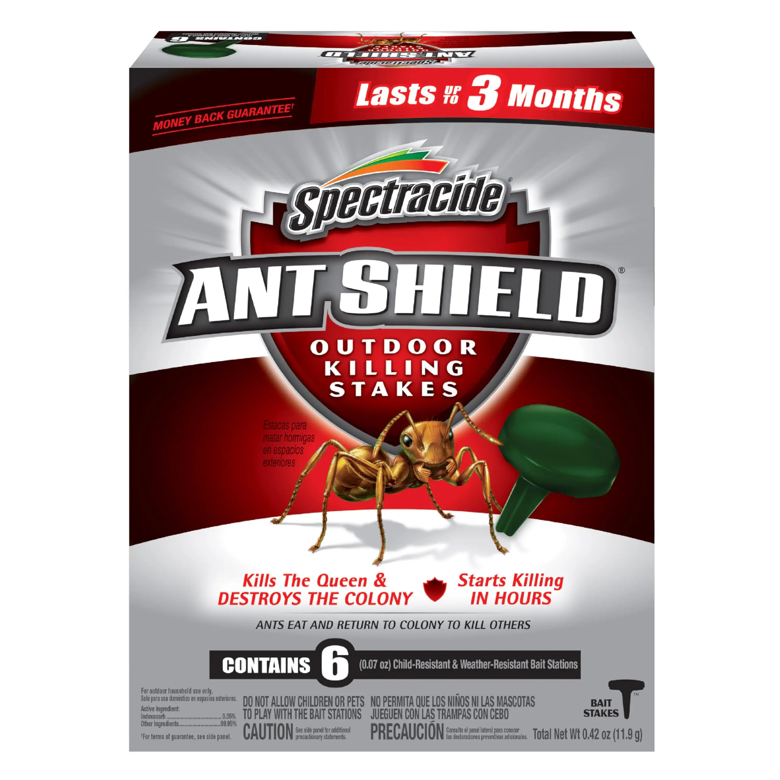 Outdoor Ant Killing Bait Stakes - 6-Count Pack, Long-Lasting Weatherproof Durable Colony Control Stations, Kills the Queen & Destroys the Colony for Perimeter Protection