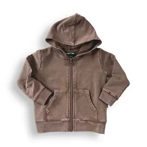 ZIP HOODIE- Bark Snow Wash, Kids Soft Casual Jacket for Fall