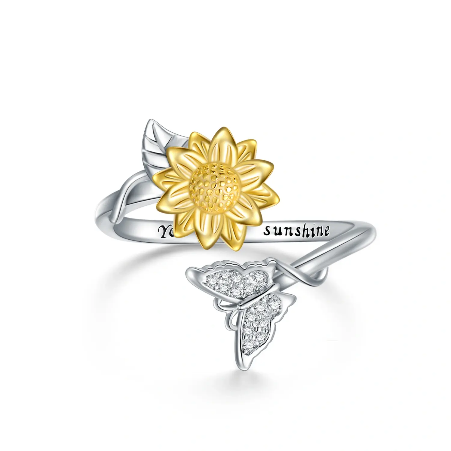 Anxiety Rings for Women and Men S925 Silver Sunflower Rings for Stress Relief and Wedding Promise Comfortable Fit Sizes 7 to 11