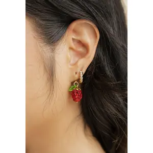 Raspberry Dream Earrings-Gold Multi