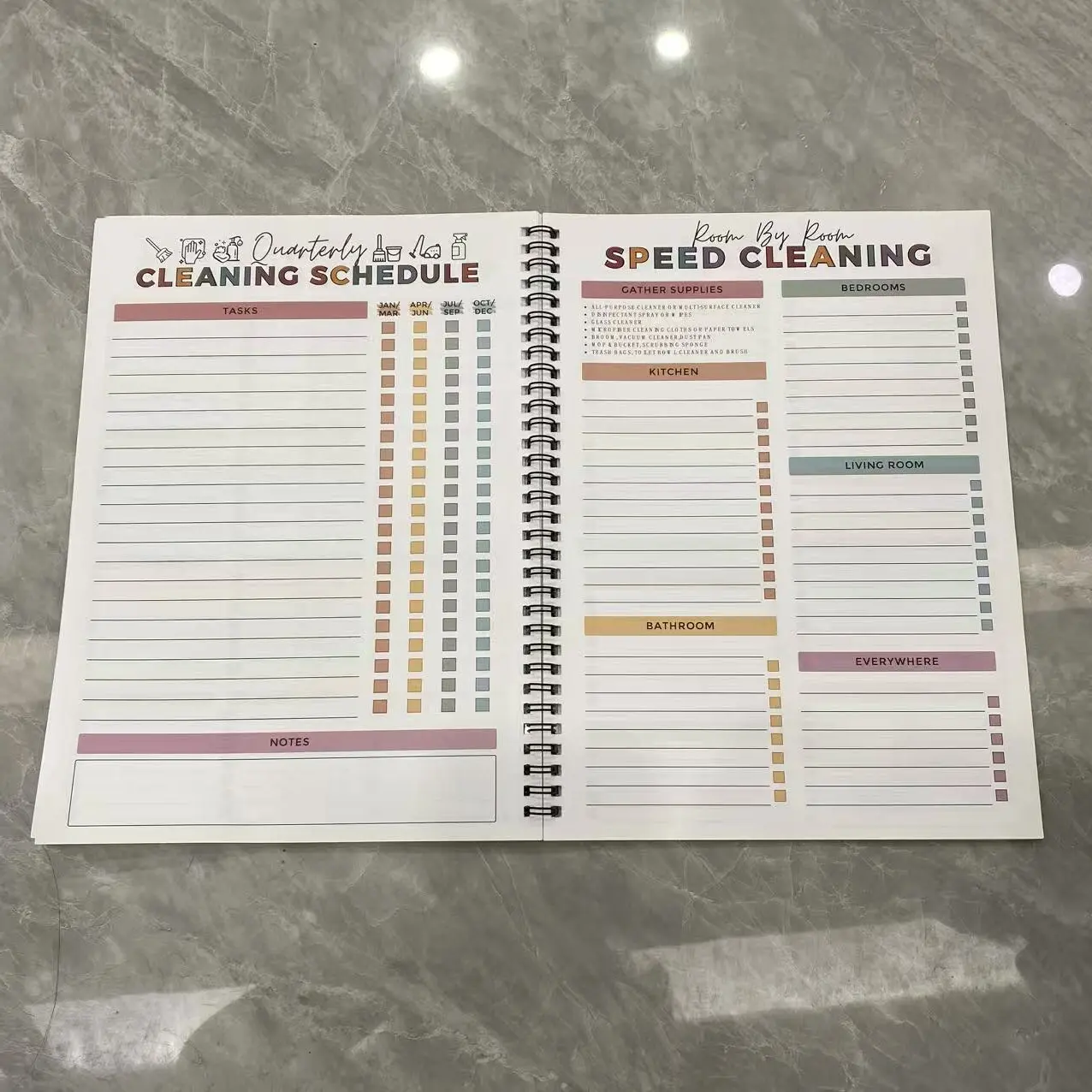 Cleaning Plan Schedule, Editable Home Cleaning Plan, Daily, Weekly and Monthly Yearly Cleaning Checklist, Custom Adjustable Clean Up Household Chores Sheet, DIY Schedule & Organizer, notebook with durable cover and smooth pages