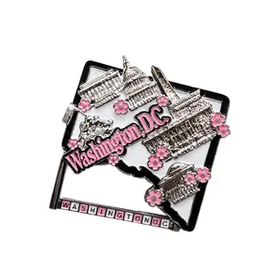 3D Washington DC Cherry Blossom Landmark Metal Refrigerator Magnet, Home Decor Souvenir, Gift for Collectibles