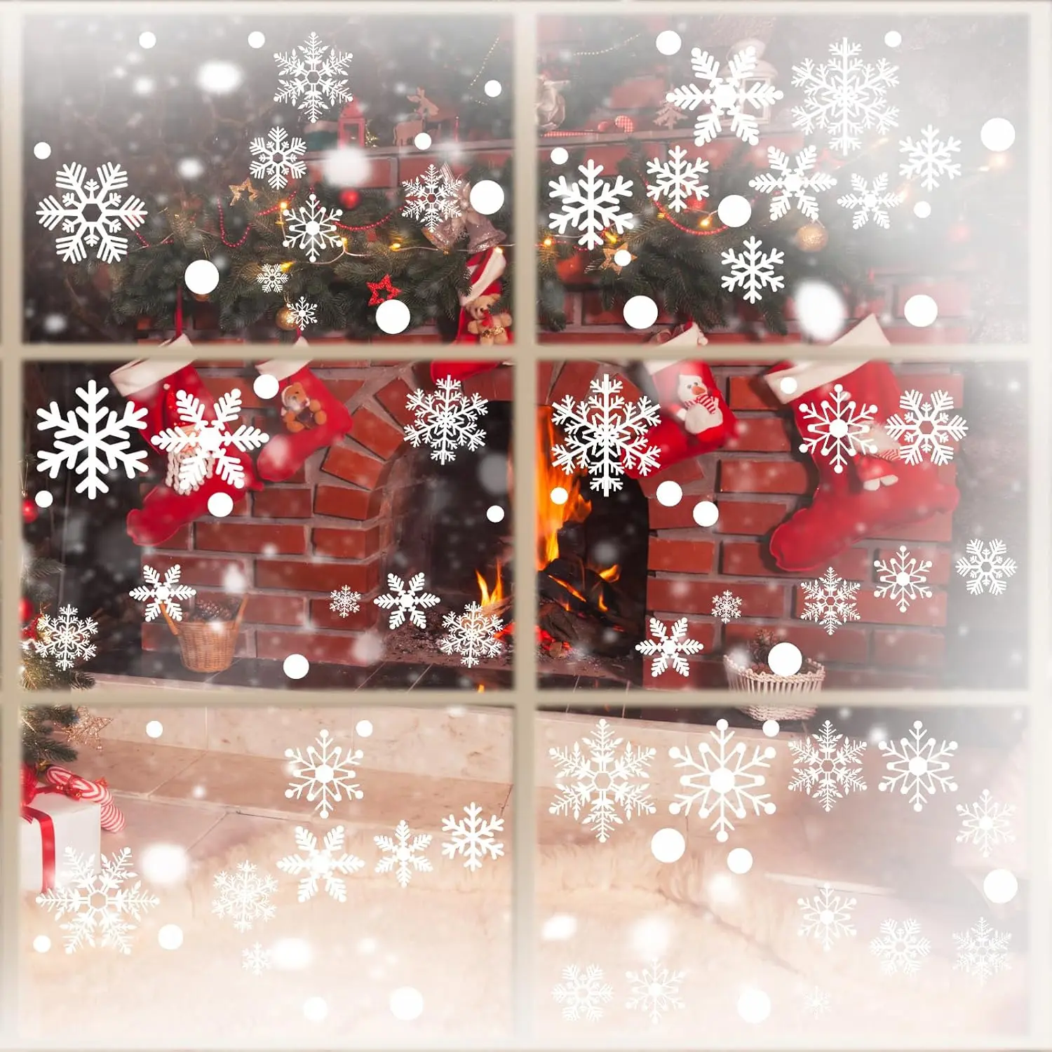 321PCS Snowflake Window Clings for Glass Windows - Christmas Decorations for Office Clearance Indoor