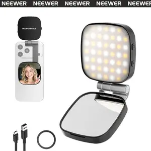 NEEWER BASICS NL45B Magnetic Selfie Light, Mini Portable LED Phone Light with 360° Rotation & 270° Adjustable Angle, Built-in Mirror, Magnetic Phone Stand for Selfie, Vlogging & Video Recording