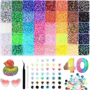 Glamorous Resin Jelly Rhinestone Bedazzling Kit - 40/24-Color Sets, 3mm Flatback Gems (32000 Pcs) for DIY Craft Supplies, Handcraft, Nail Art Decoration (Clothing, Shoes, Books)