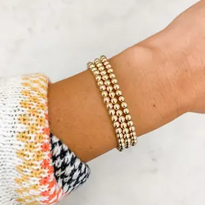 1pcs Gold Filled 5mm Beaded Ball Bracelet Stack Packs | Sets of 14k Gold Filled Bracelets | Layering Jewelry | Stretch Bracelets
