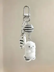 Cute Fluffy Seal Bag Charm, Kawaii Penguin Polar Bear Plush Cute Backpack Accessory Keyring, Minimalist Jewelry Gift ,Cute Gift for Friend, Cute Soft Keychains