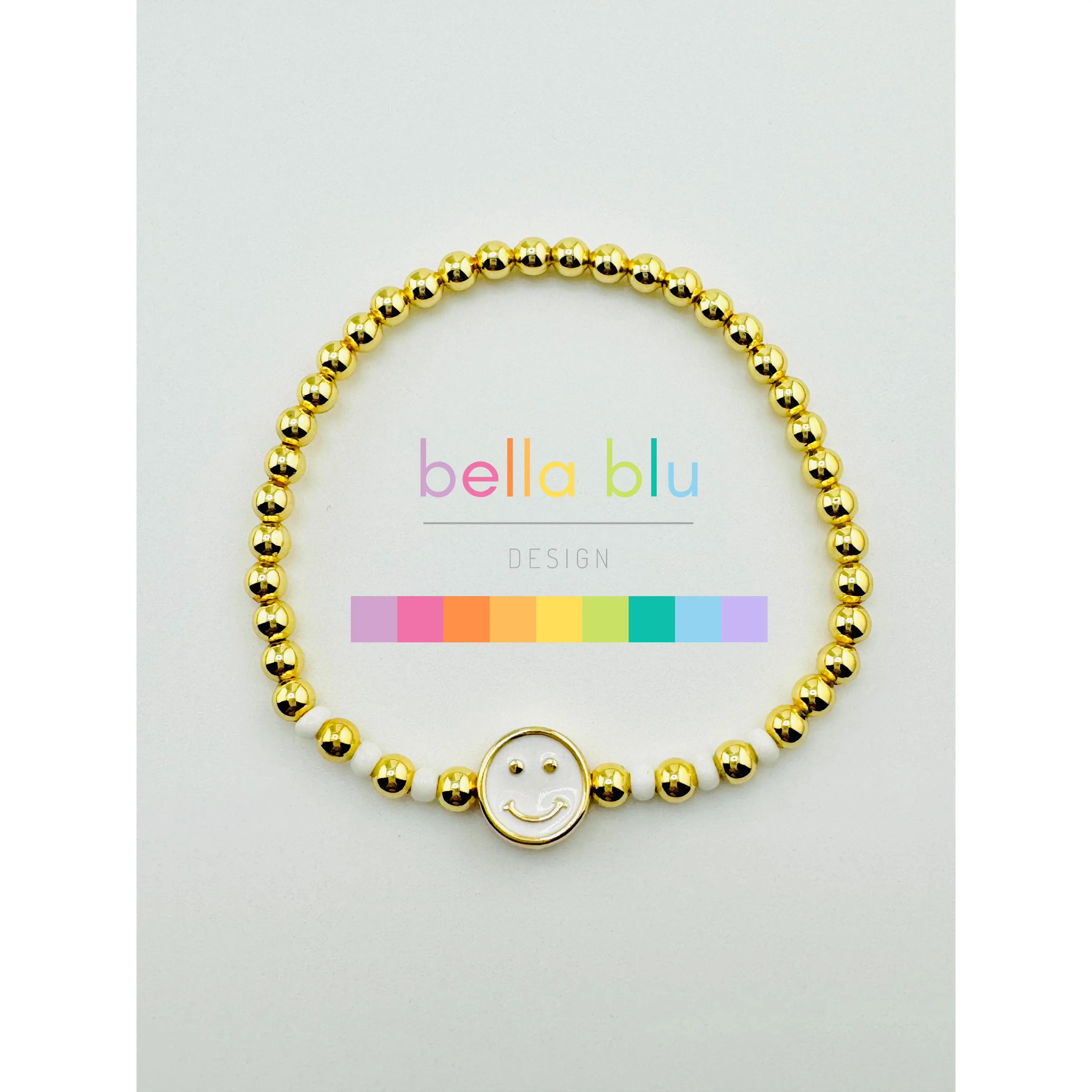 Caroline white happy face and gold filled bracelet