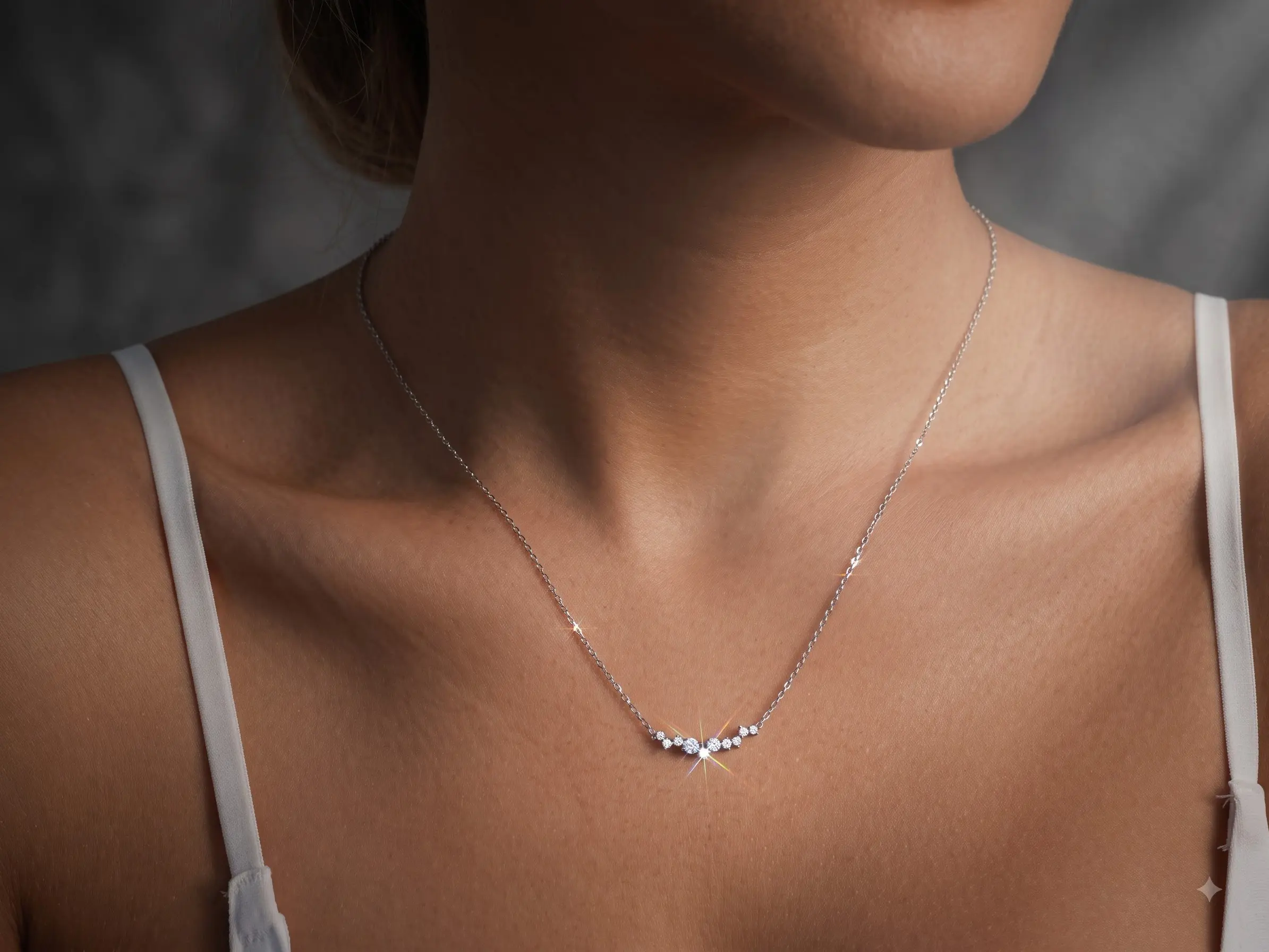 Elegant Diamond Smile Necklace for Wedding •Minimalist Diamond Necklace• Dainty Diamond Necklace •Wedding Necklace• Bridesmaid Gifts