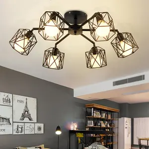 Vintage Simple Style Ceiling Light Fixture, Living Room & Bedroom Decorative Lighting, Durable Iron Crafted Hanging Lamp Design