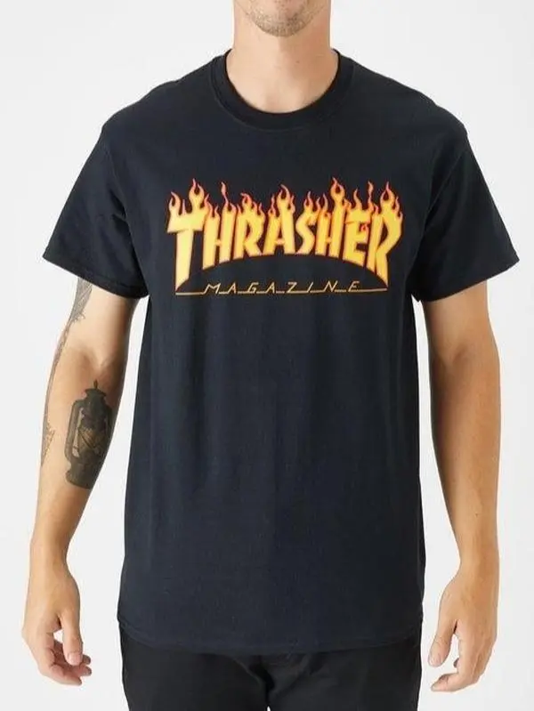 TThrasher Graphic Skate T Shirt Unisex Cotton Streetwear Oversized Casual Vintage Graphic Tee Skate Style
