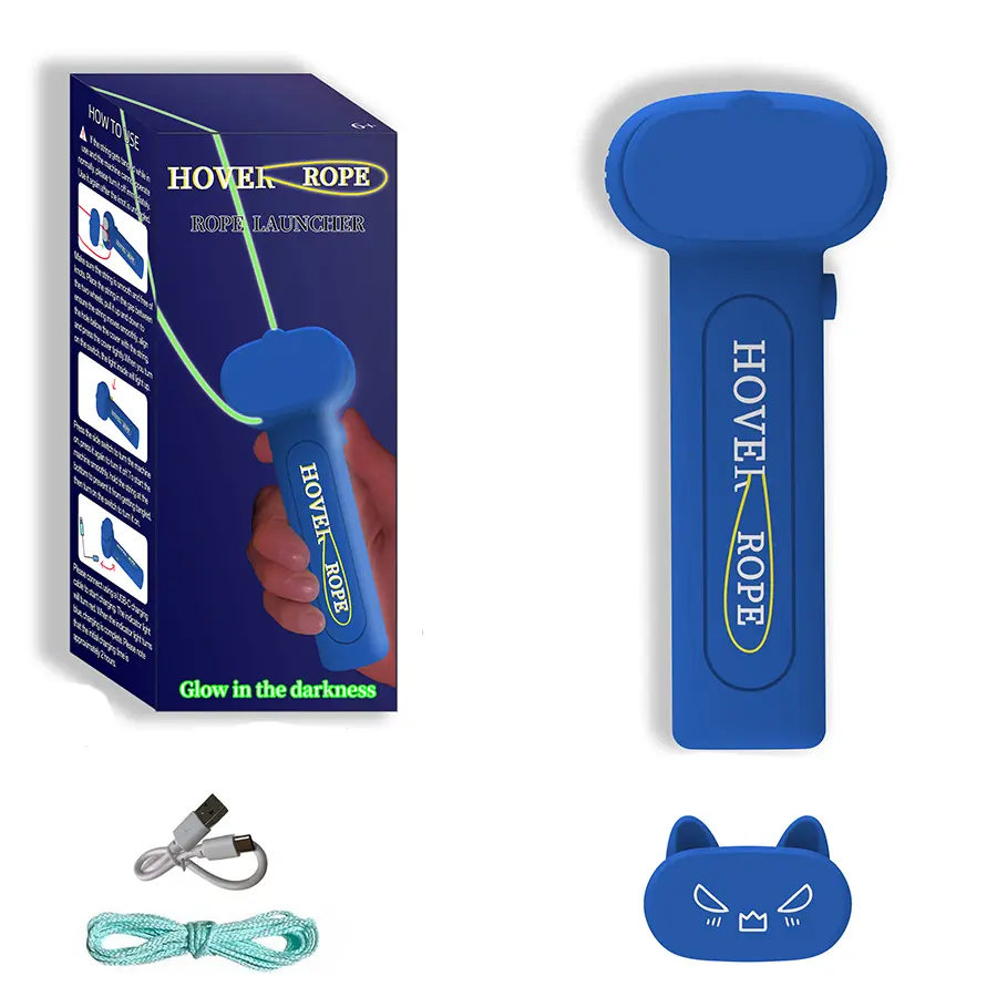 Handheld Rechargeable Glow-in-the-Dark Light-Up Rope Spinner Toy with Stunt Launcher, PVC-Free Science & Tech Toy for 3-12 Years Kids, Children Development, Birthdays Glowing Spin Favors