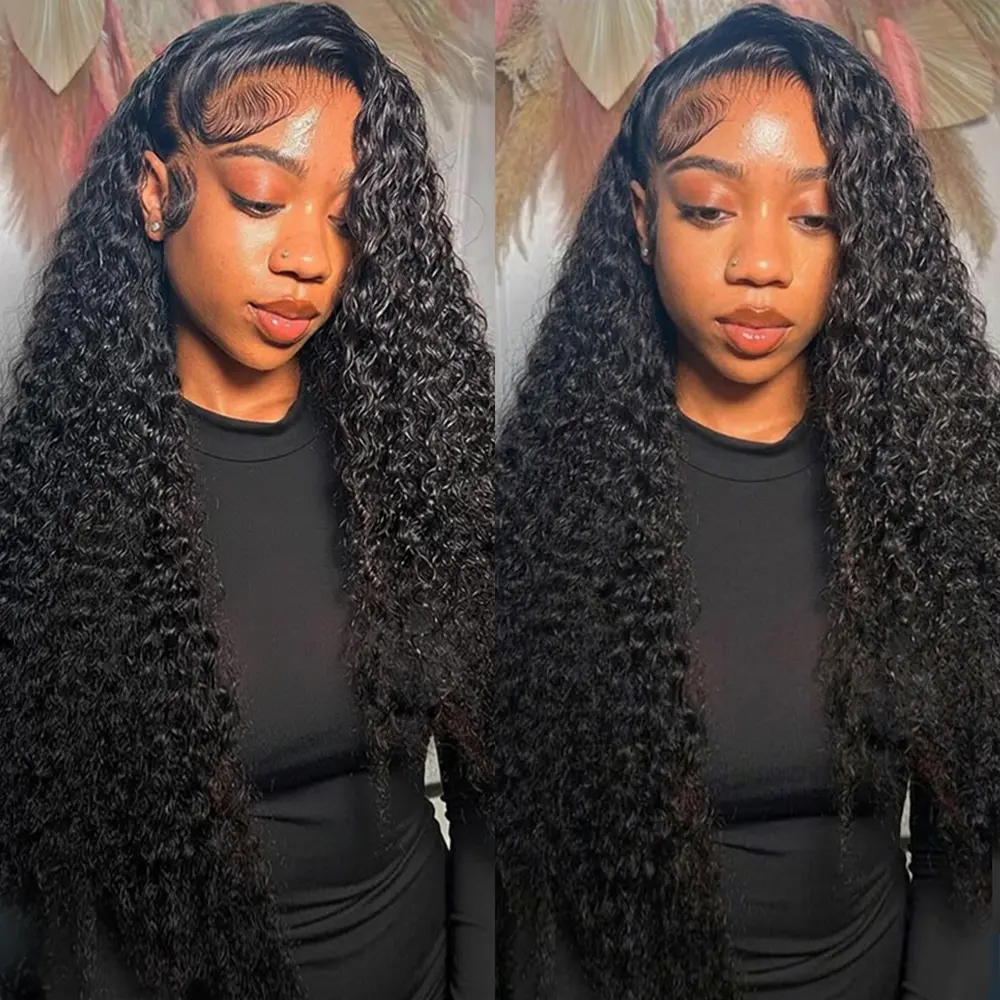 Bling Hair 13x4 13x6 Kinky Curly Lace Frontal Wigs Human Hair 180% Density Deep Curly Wigs For women Hd Lace Frontal Wig Summervibes backtoschool