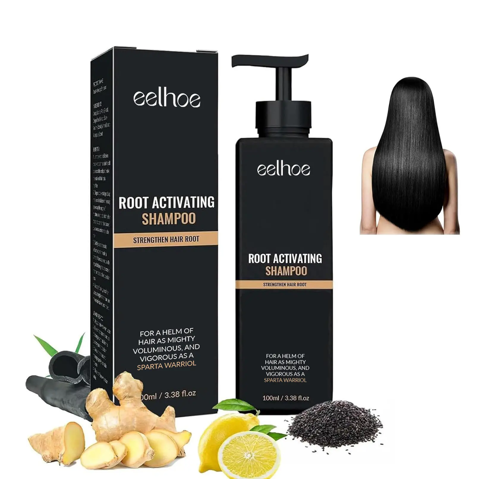 Root Activator Shampoo with Ginger & Black Sesame, Strengthening Formula for Daily Scalp Care, All Hair Types, for Men & Women - 100ml, Haircare, Cleanser, Restore