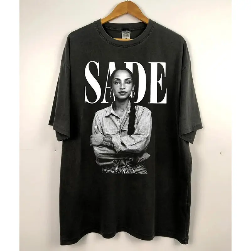 Men's 90s Vintage Sade Cotton Basic Crew Neck Short-Sleeve Graphic Tees - Easy Layering Menswear Top, SADE Tour Streetwear Fan Merch