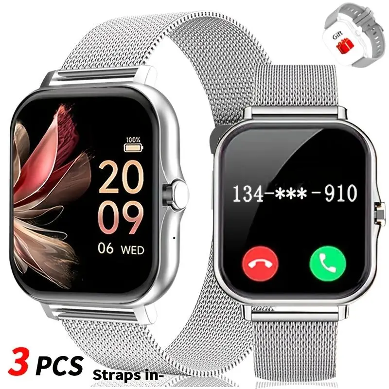 Unisex Wearable Smart Wristwatch - 1.83-in Large Full-Touch Dial, Wireless Calling, Message Reminders, USB Charging, Weather Alerts, Sports Tracking, Heart Rate Monitoring, Calorie Tracker, Silicone Strap, Ideal Gift for Relatives & Friends