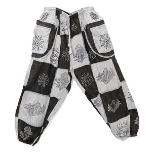 Patch Cotton Gothic Unisex Trousers, Stonewashed Unisex Jogger Pants, Plus Size Inclusive ,Hippie Trousers, Boho Style, Goth Fashion, Unisex Cotton Cargo Pants, Multi Pockets, Cotton Baggy Pants