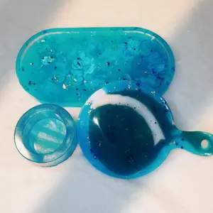 Blue Dream Epoxy Tray - Stylish Blue & Clear Design for Versatile Use - Affordable & Functional - Enhance Your Space Without Cost