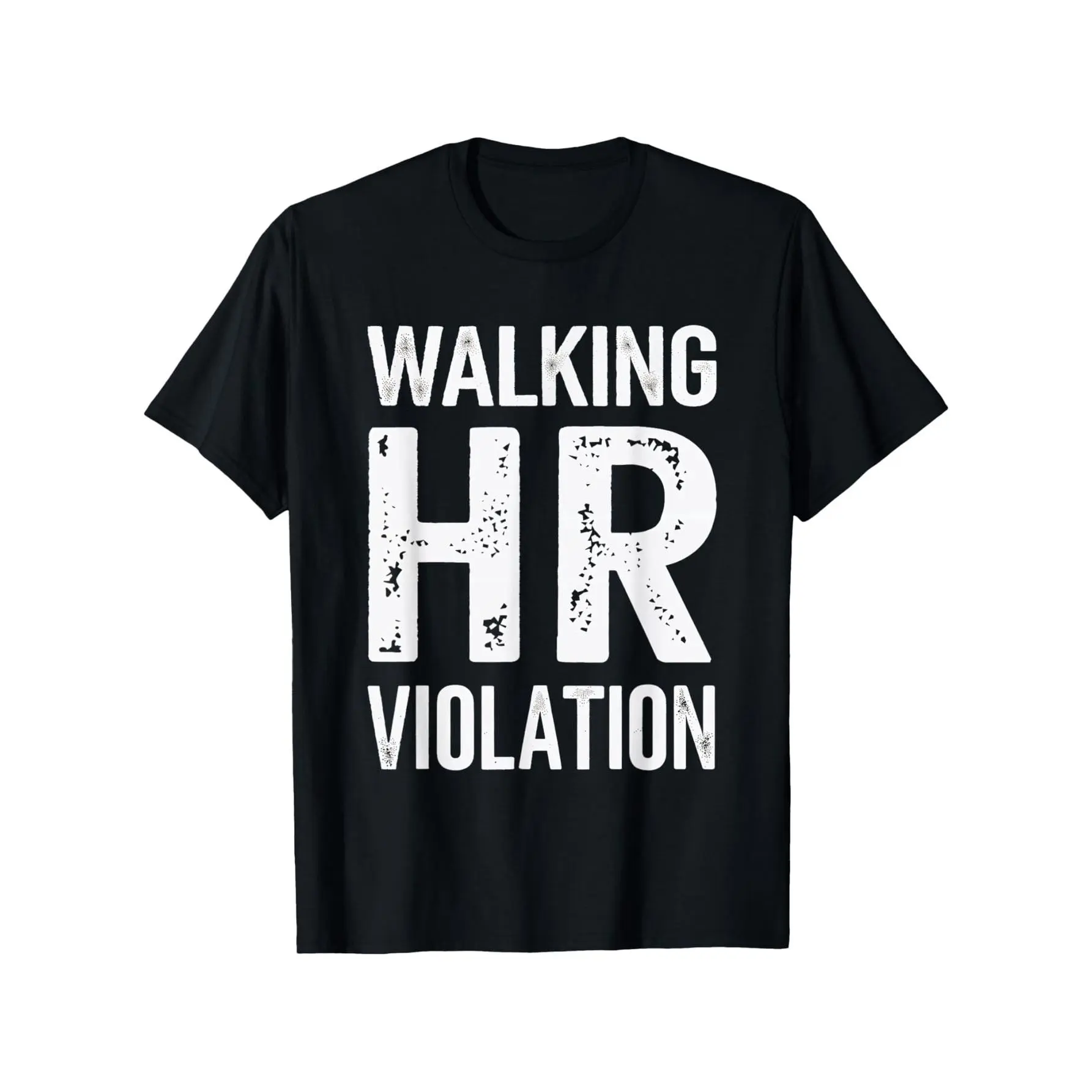 Men's Graphic Tee with 'Walking HR Violation' Funny Text Print - Streetwear Menswear Apparel for All Seasons