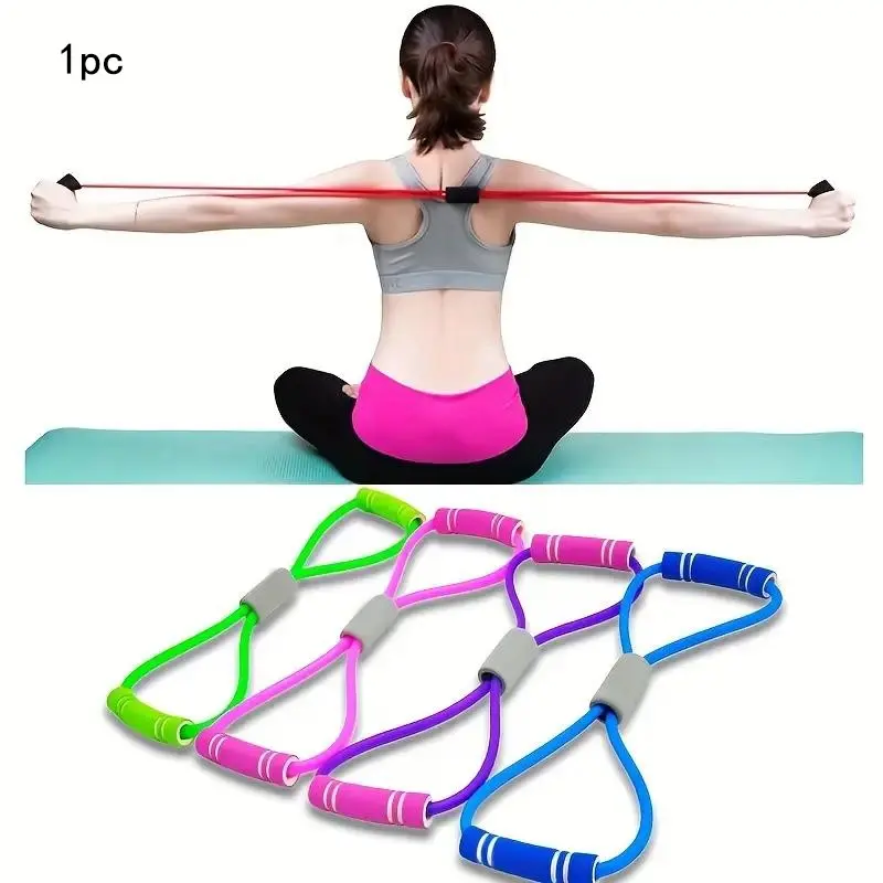 8-Strand Resistance Bands with Foam Handles, Stackable Medium Tension for Core Arm Leg Workouts, Beginner Yoga Pilates Training, Fitness Training Band