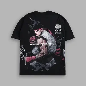 PowerFit Ryu "Premium" Oversized Tee, Pure Cotton, Heavyweight, Loose Fit,Trendy Casual Short-Sleeved Design T-Shirt Menswear 90s graphic tees shirt