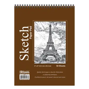 BAZIC 50 Ct. 6" X 8" Top Bound Spiral Sketch Pad
