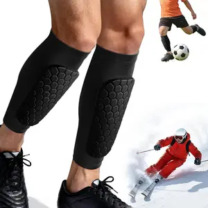 Soccer Shin Guards Shin Defender for Kids Youth Adult, Ski Shin Guards Calf Compression Sleeve with Honeycomb Shin Pads