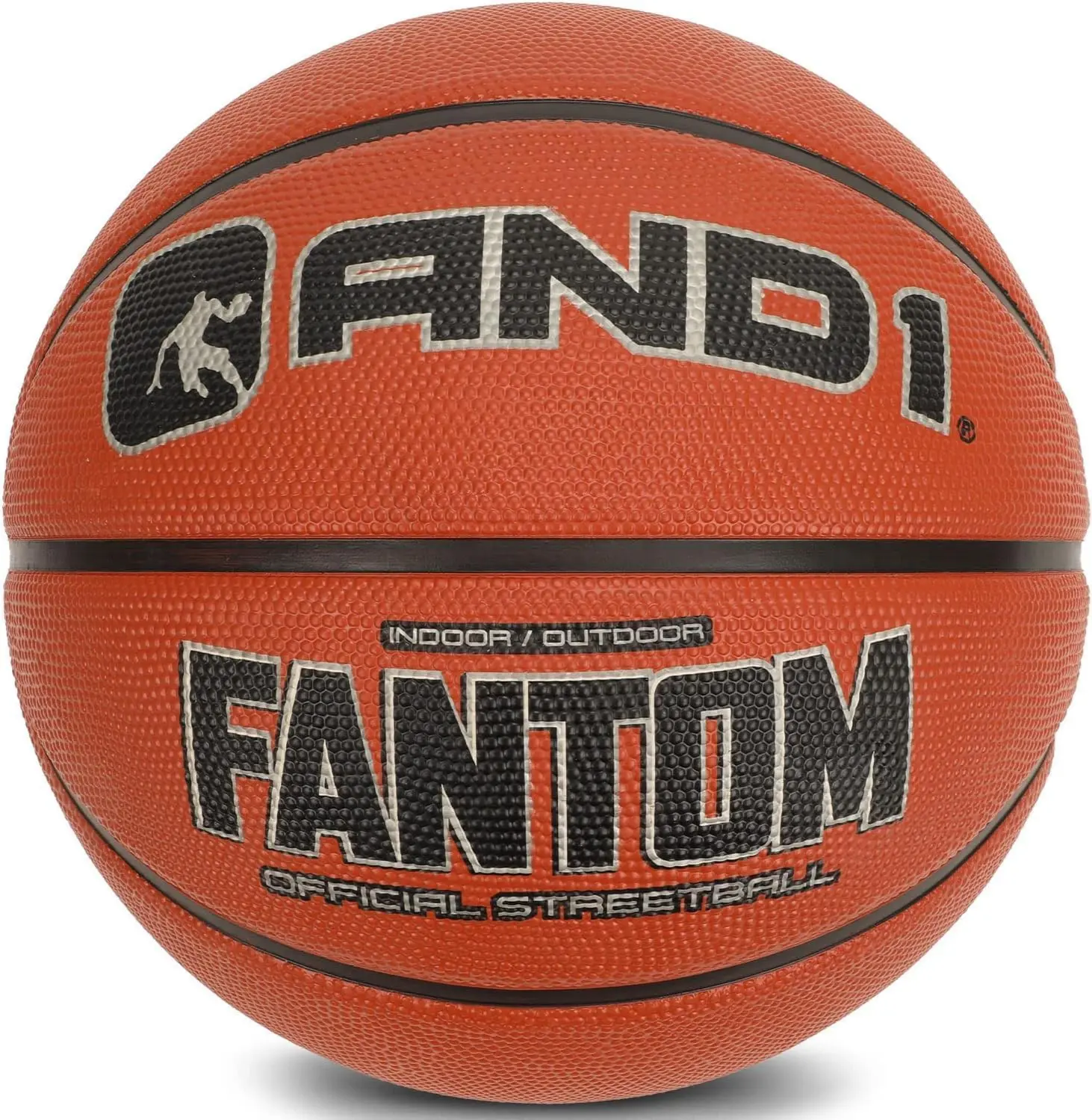 Fantom Rubber Basketball: Official Regulation Size 7 (29.5 inches) Streetball - Deep Channel Construction, Made for Indoor Outdoor