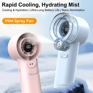Portable Misting Fan, Nano Ice Mist, Magnetic Split Water Tank, Ultrasonic Atomization, Won't Smudge Makeup, 6-Layer Noise Reduction 35dB, 3600mAh Battery, Smart LED Display