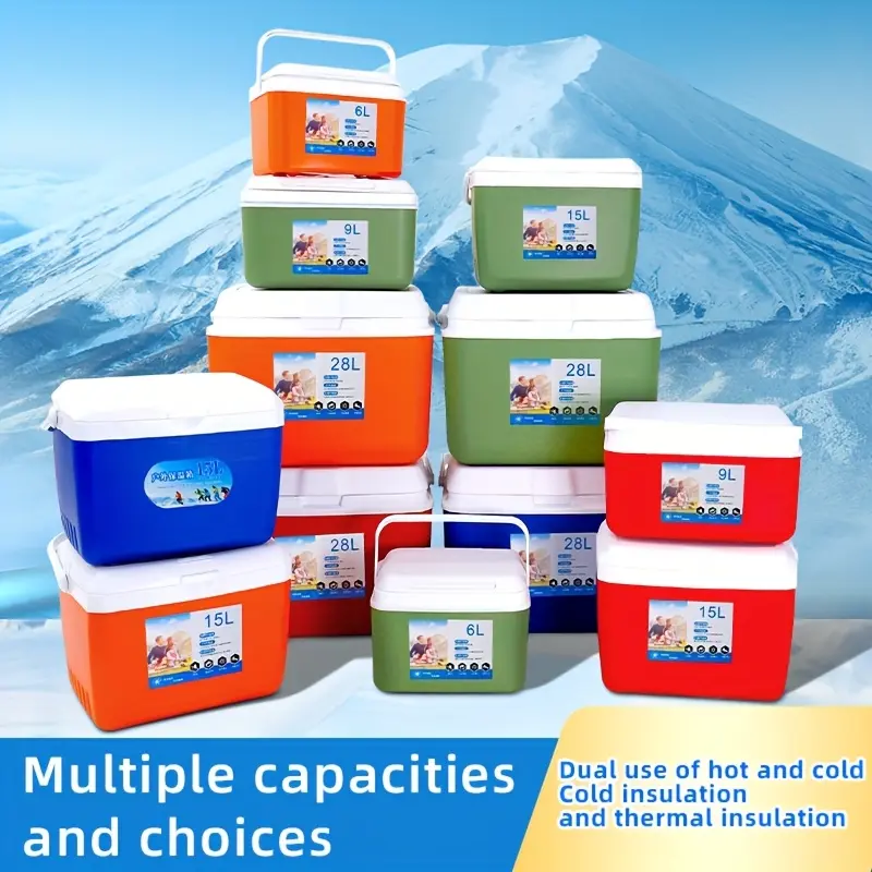 Outdoor Camping Insulated Cooler Box - Portable Ice Bucket for Fishing & Picnics, Durable PP Material, Blue/Green/Green Blue/Green, Food-Safe, No Electricity Needed, Essentials | Stylish Polypropylene Construction