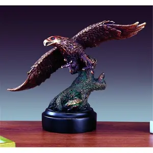 212 MAIN Cold Cast Resin Stone Eagle Motif Sculpture - Bronze Finish, Heavy-Weight Collectible Art Ornament, 13x7x8in Cultural Decor Piece for Indoor Decoration