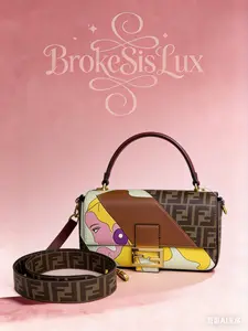 Pre-owned FENDI Baguette Medium Bag in FF Monogram Canvas & Cartoon Print Leather