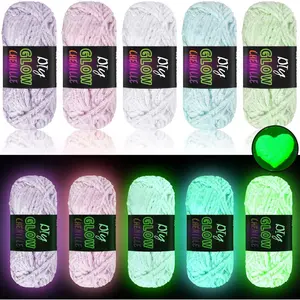 5 Rolls Glow in The Dark Chenille Yarn for Crocheting Magic Fluffy Crochet Yarn Fun Glow Sewing Craft for DIY Arts Winter Knitting Crocheting Supplies Gift 76.5 Yard Per Roll(Fresh Colors)