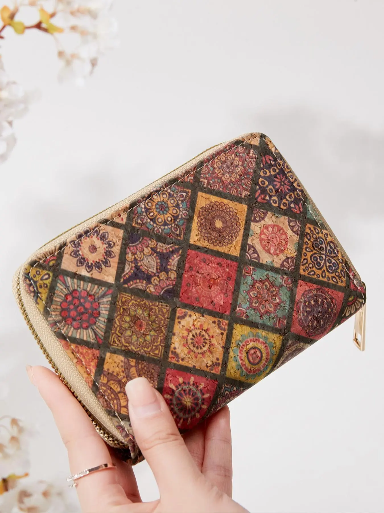 Women's Vintage Floral Pattern Zipper Short Wallet, Pu Leather Coin Purse with Card Slot, Multi-functional Boho Style Wallet for Daily Use, Stylish Wallet, Pu Card Holder